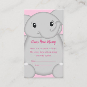 Pink Elephant Baby Shower Enclosure Card