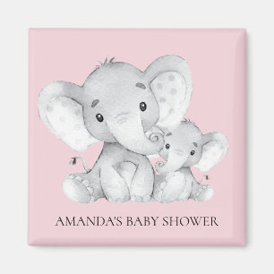 Pink Elephant Baby Shower Favour Magnet