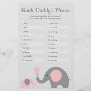 Pink Elephant Baby Shower Finish Daddy's Phrase Flyer