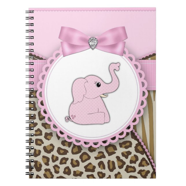 Pink Elephant Baby Shower Guest Books (Front)