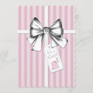 Pink Elephant Baby Shower Invitation