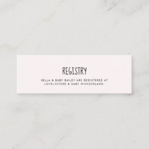 Pink elephant Baby shower registry card insert