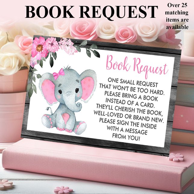 Pink Elephant book request card ticket Rustic  (Creator Uploaded)