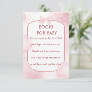 Pink Elephant Books for Baby Shower Insert Card