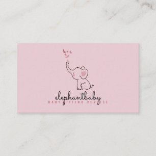 Pink Elephant Butterflies Business Card
