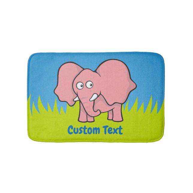 Pink elephant cartoon bathroom mat (Front)