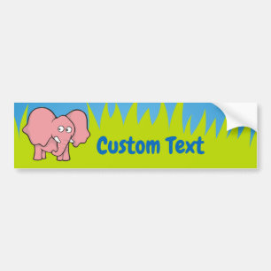 Pink Elephant Cartoon Bumper Sticker