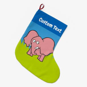 Pink elephant cartoon christmas stocking