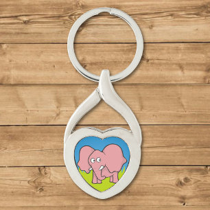 Pink elephant cartoon key ring