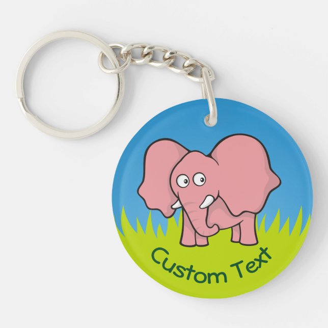 Pink Elephant Cartoon Keychain (Front)