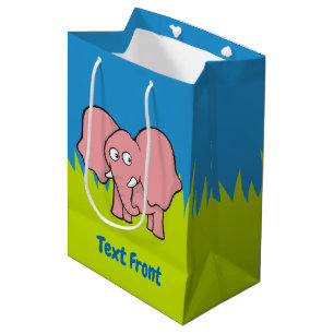 Pink elephant cartoon medium gift bag