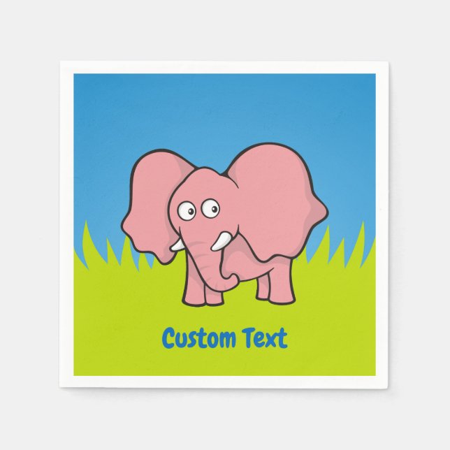 Pink elephant cartoon napkins (Front)