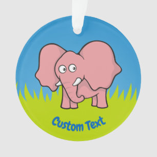 Pink elephant cartoon ornament