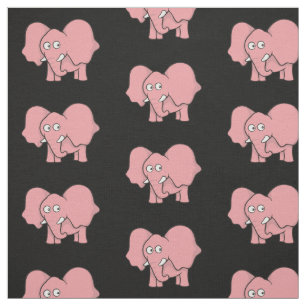 Pink Elephant Cartoon Pattern Fabric