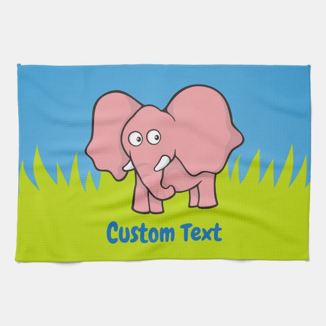 Pink elephant cartoon towel (Horizontal)