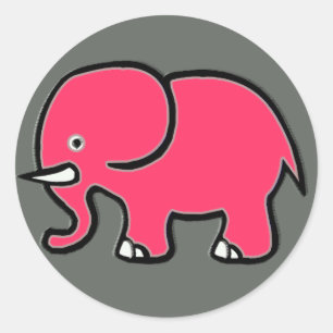 pink elephant classic round sticker