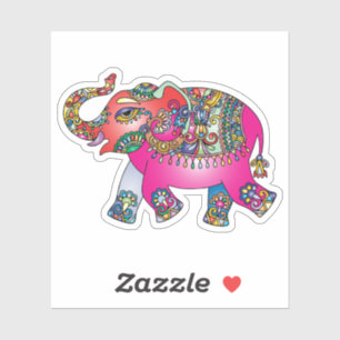 pink elephant contour sticker