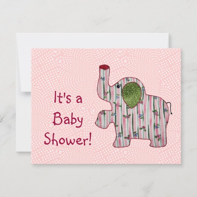 Pink Elephant Country Baby Shower Invitation Flat (Front)