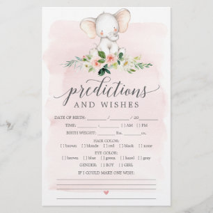 Pink Elephant Double Sided Baby Shower Games