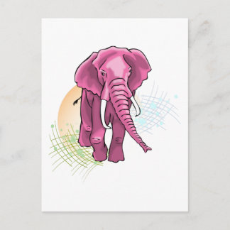 Pink Elephant draw - Sunset vector Postcard