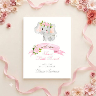 Pink Elephant Elegant Baby Shower Welcome Poster