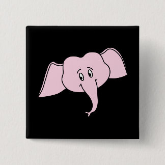 Pink Elephant Face. Cartoon 15 Cm Square Badge