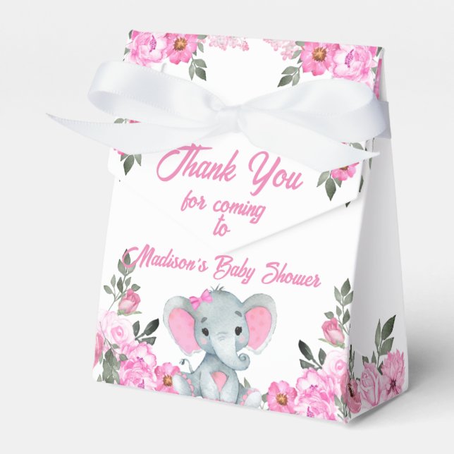 Pink Elephant Favour gift floral Favour Box (Front Side)