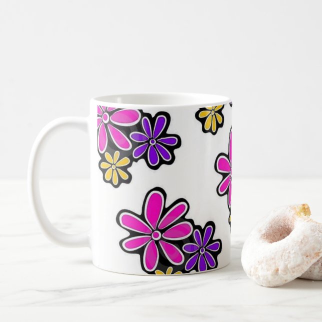 Pink Elephant Floral Mug (With Donut)