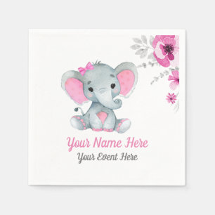 Pink Elephant Girl Napkins Baby Shower Birthday