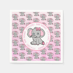 Pink Elephant Girl's Baby Shower Napkin