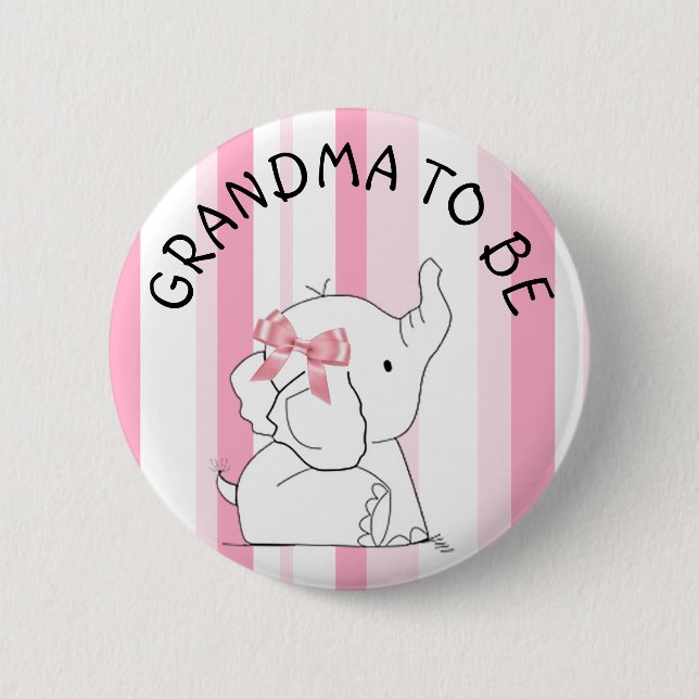 Pink Elephant Grandma to be Baby Shower Pin (Front)