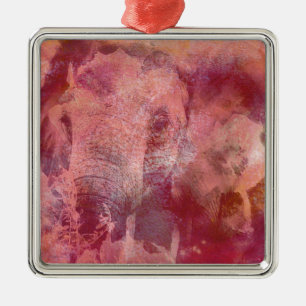 Pink Elephant Grunge Metal Tree Decoration