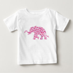 Pink Elephant Hearts Baby T-Shirt