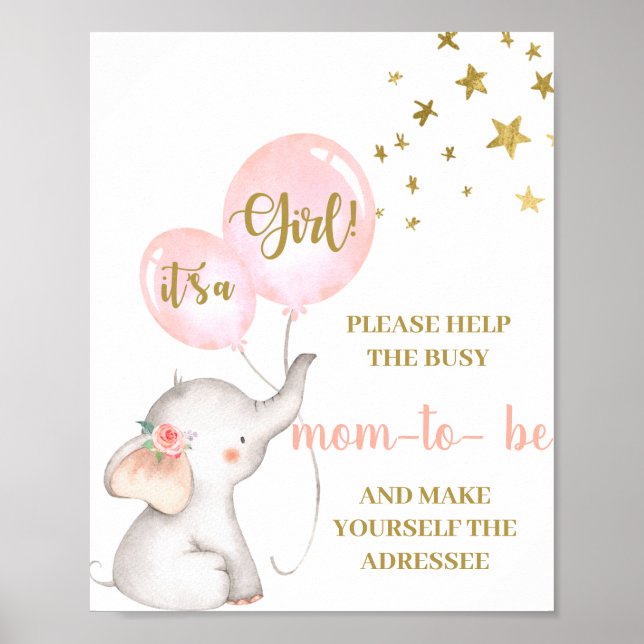 Pink Elephant Help Mum the addressee sign (Front)