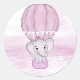 Pink Elephant Hot Air Balloon Sticker