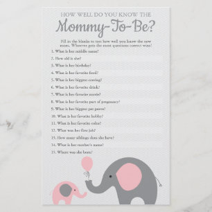 Pink Elephant How Well Do You Know The Mummy To Be Flyer