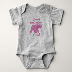 Pink Elephant I Love Name a Tonne Personalised Baby Bodysuit