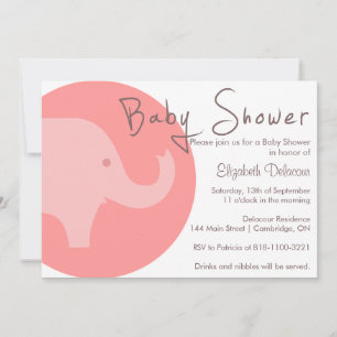 Pink Elephant It's a Girl Baby Shower Invitation