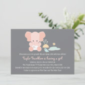 Pink Elephant Little Bird Baby Sprinkle Invitation (Standing Front)
