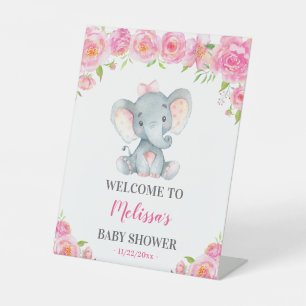 Pink Elephant Little Peanut Girl Baby Shower Welco Pedestal Sign