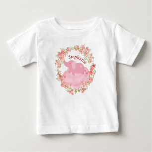 Pink Elephant on a Pink Cloud Baby T-Shirt