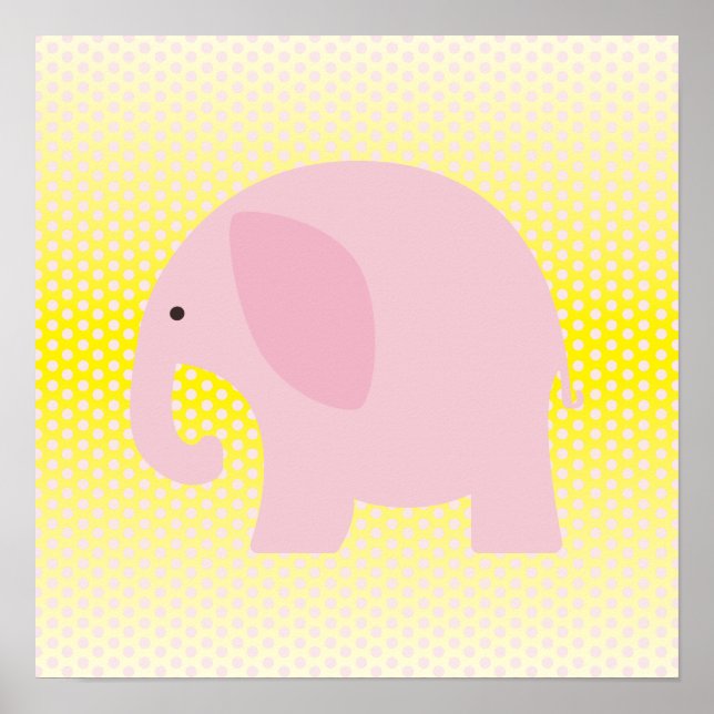 Pink Elephant on Yellow Poster (Front)