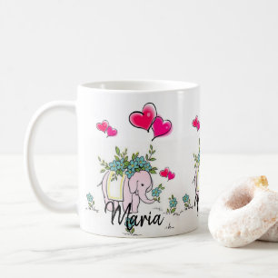 Pink Elephant Pink Hearts Mug