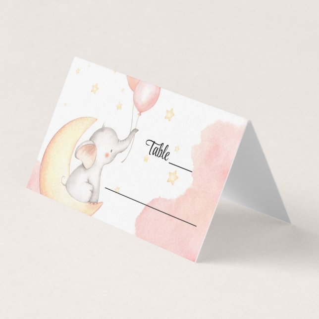 Pink Elephant Placement Card (Front)