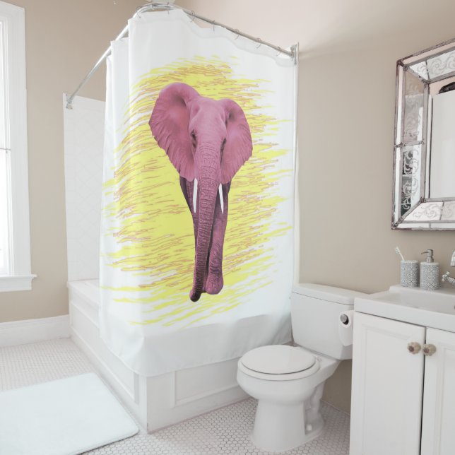 Pink Elephant Shower Curtain (In Situ)