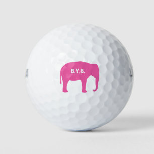 Pink Elephant Silhouette with Custom Text Golf Balls