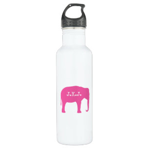 Pink Elephant Silhouette with Your Text 710 Ml Water Bottle
