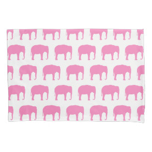 Pink Elephant Silhouettes Pattern Pillowcase