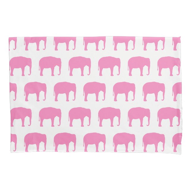 Pink Elephant Silhouettes Pattern Pillowcase (Front)
