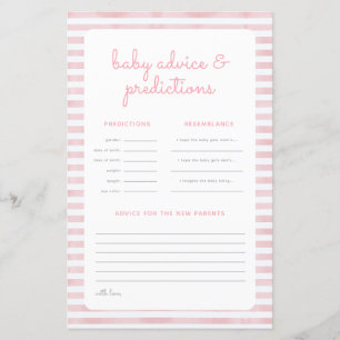 Pink Elephant Stripe Shower Prediction Advice Card